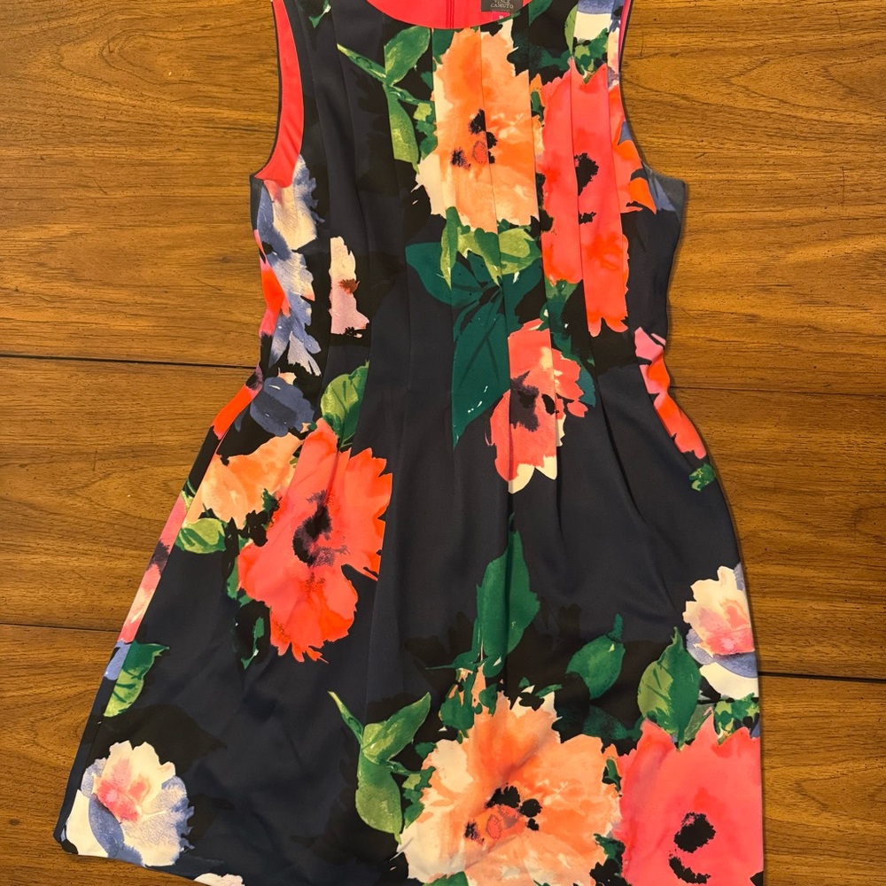 Vince Camuto Black Floral Midi Dress